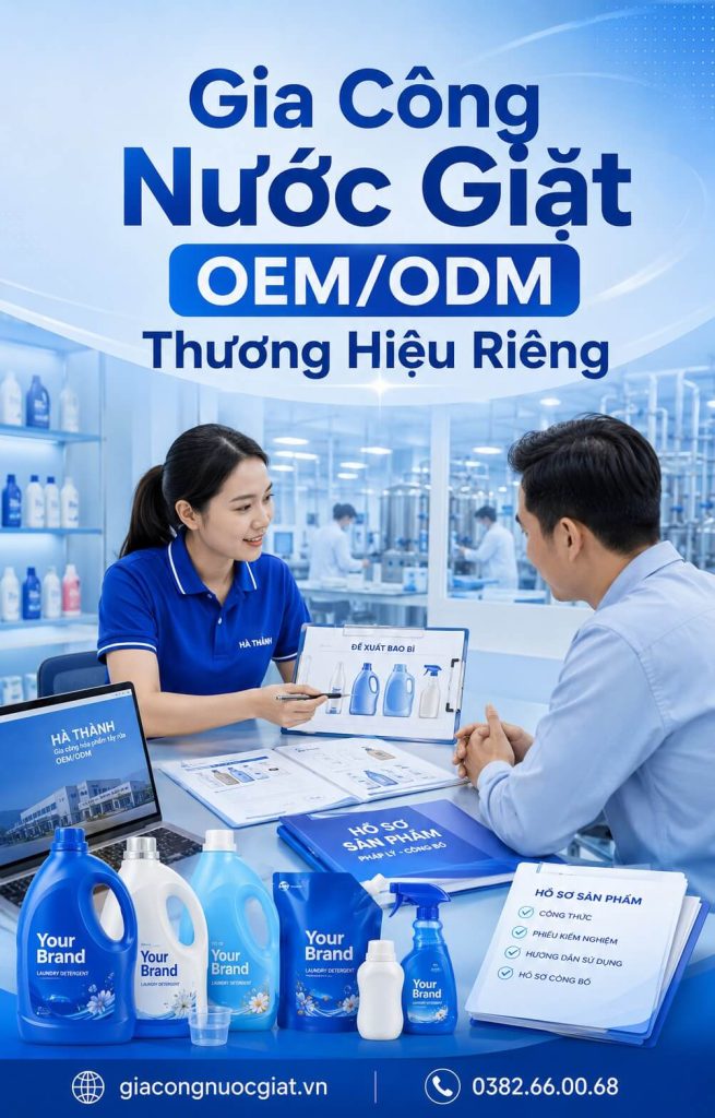 công ty nhà máy xưởng gia công sản xuất nước giặt xả quần áo Hà Thành 0382660068