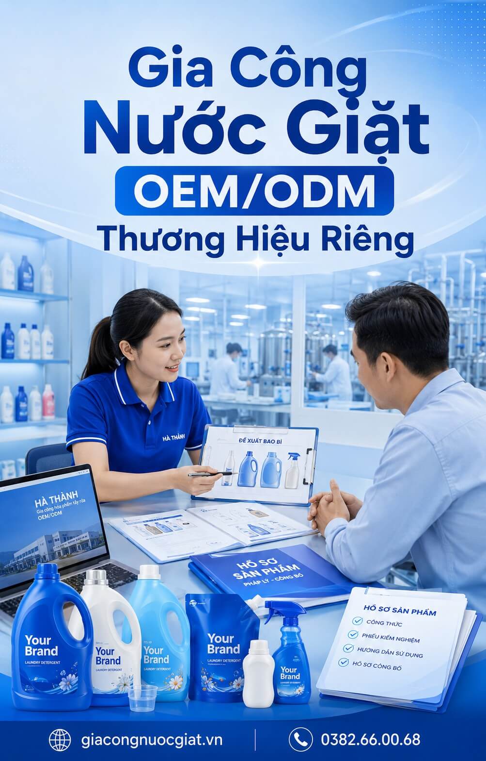 công ty nhà máy xưởng gia công sản xuất nước giặt xả quần áo Hà Thành 0382660068