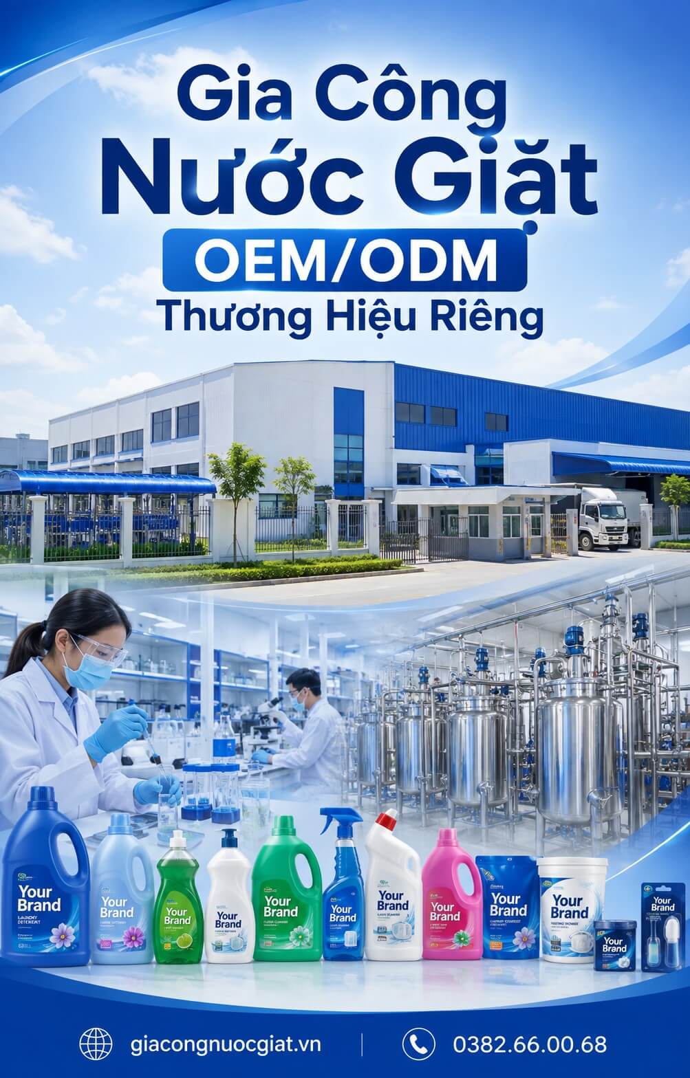 công ty nhà máy xưởng sản xuất gia công nước giặt xả quần áo Hà Thành 0382660068