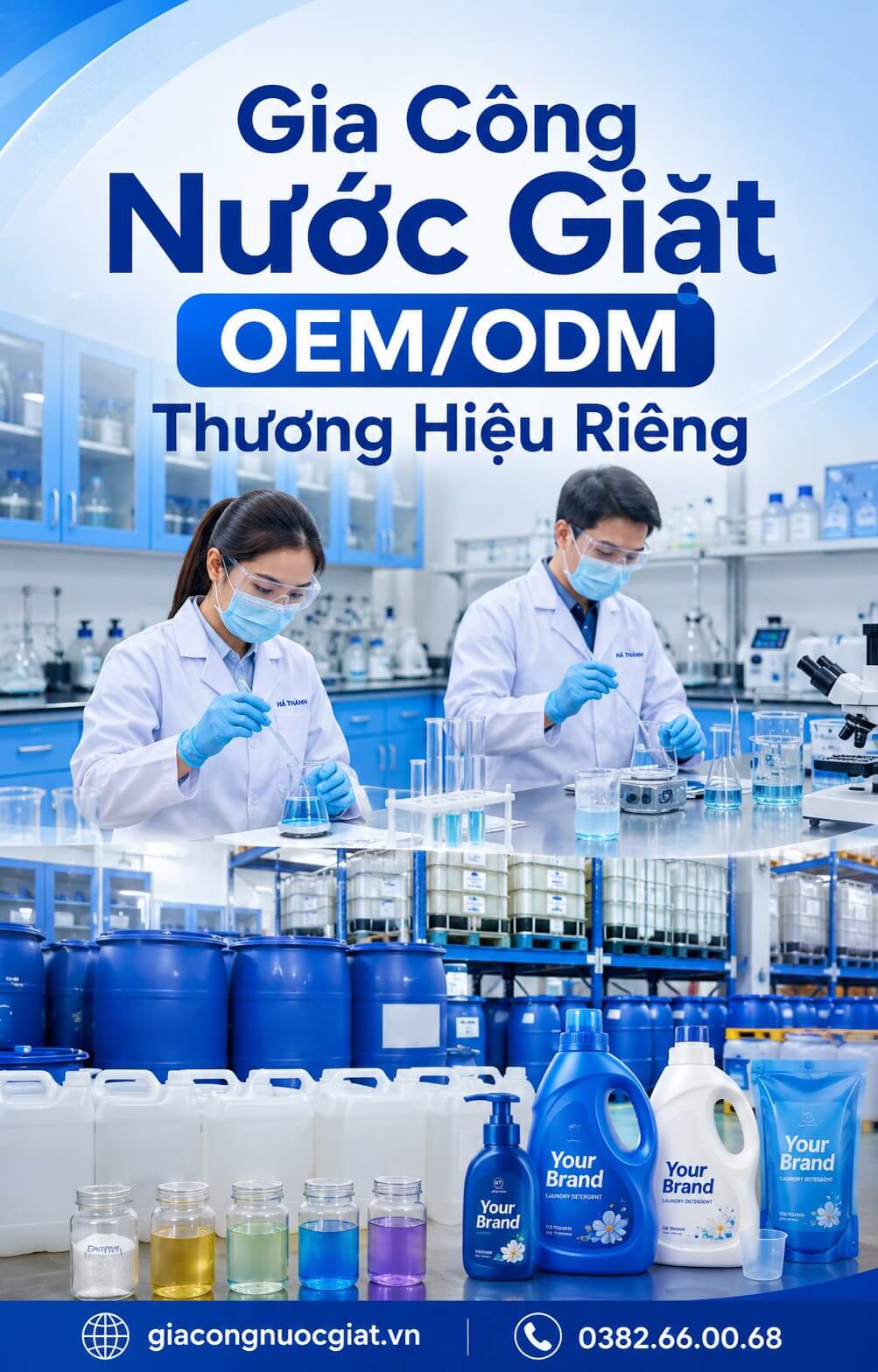 công ty nhà máy xưởng gia công sản xuất nước giặt xả quần áo Hà Thành 0382660068