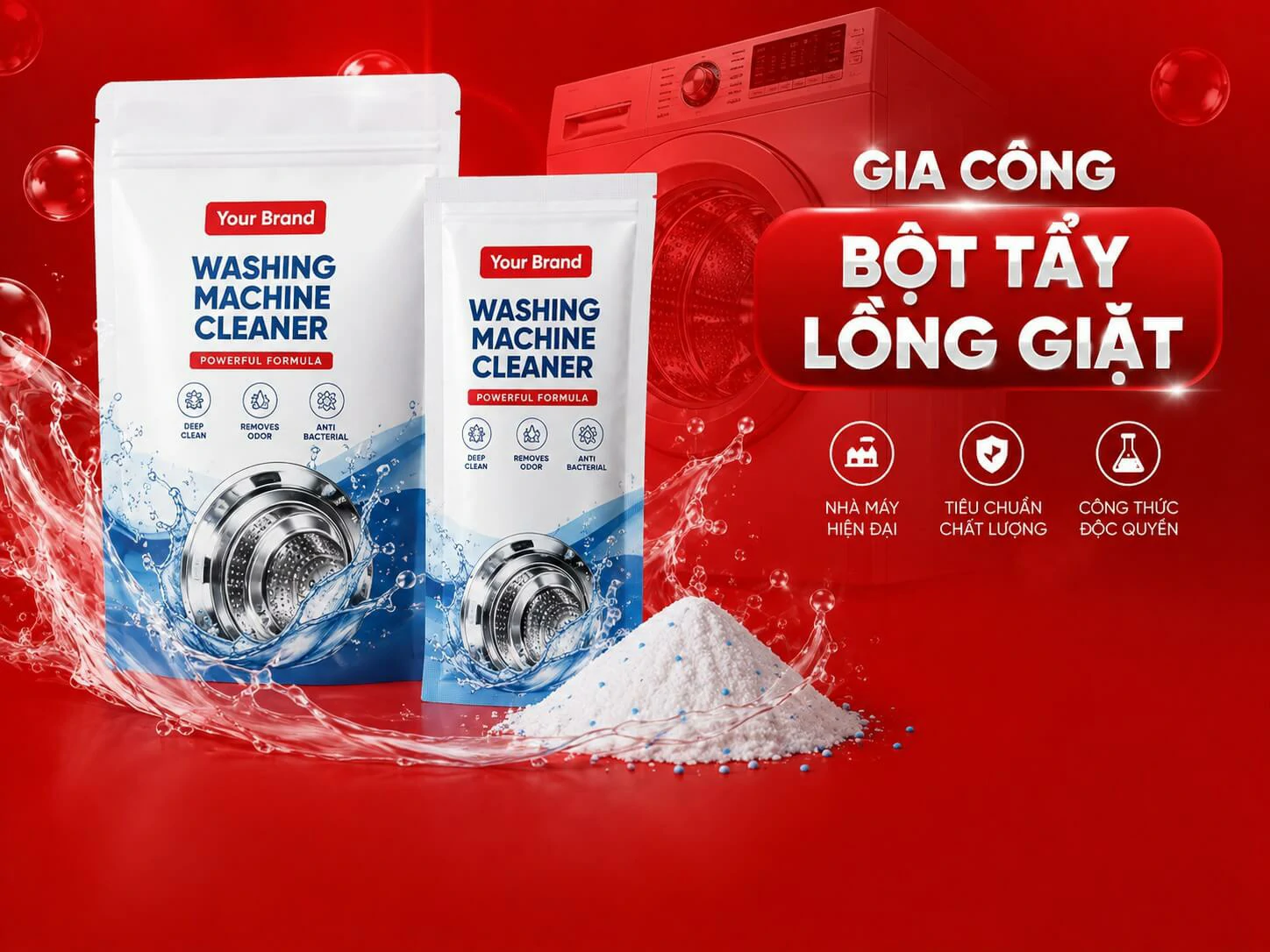 công ty nhà máy xưởng sản xuất gia công bột tẩy lồng giặt Hà Thành