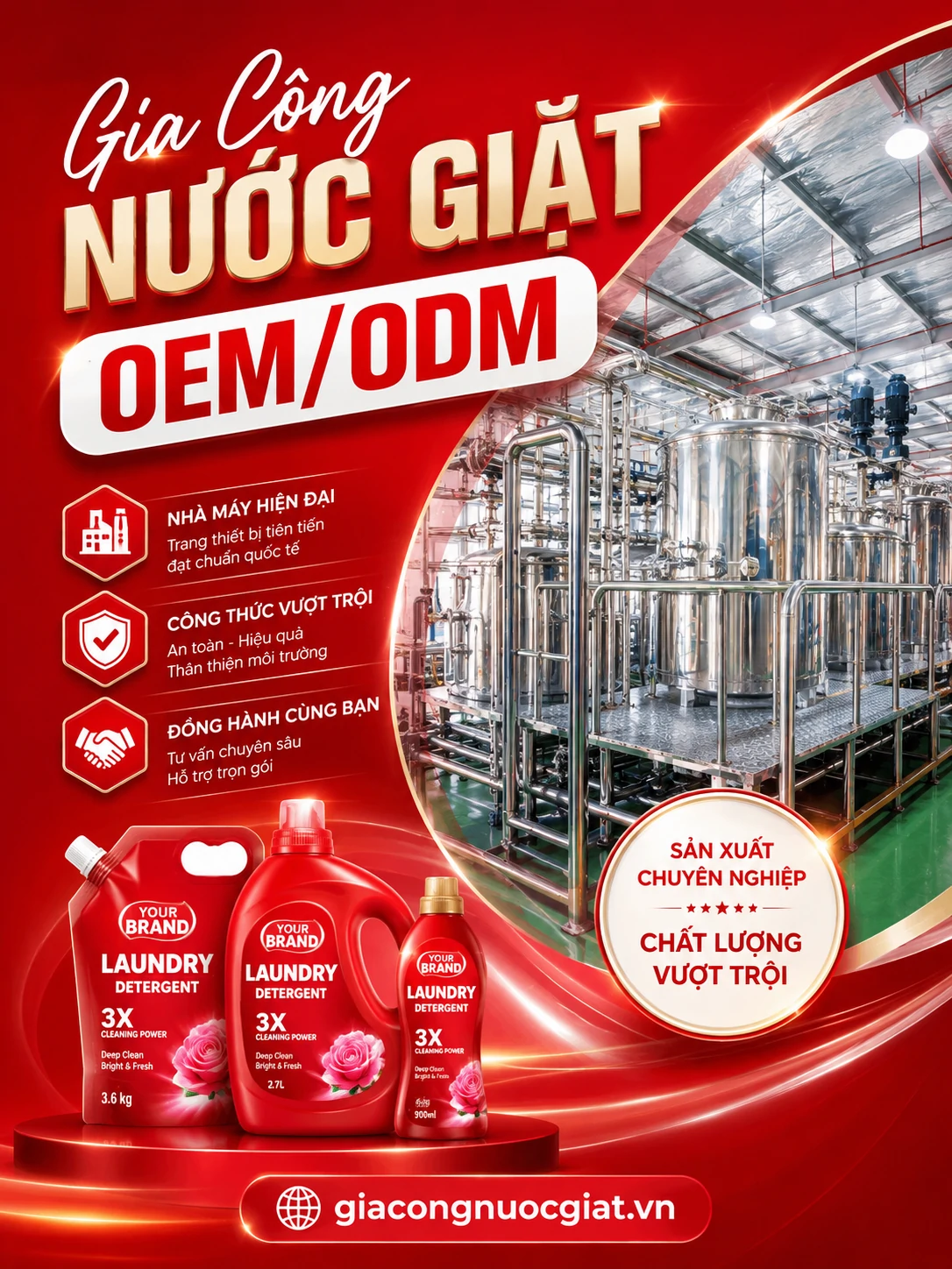 công ty nhà máy xưởng sản xuất gia công nước giặt quần áo Hà Thành