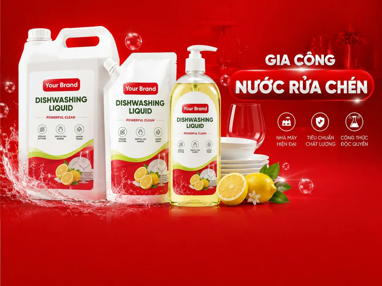 công ty nhà máy xưởng sản xuất gia công nước rửa chén Hà Thành