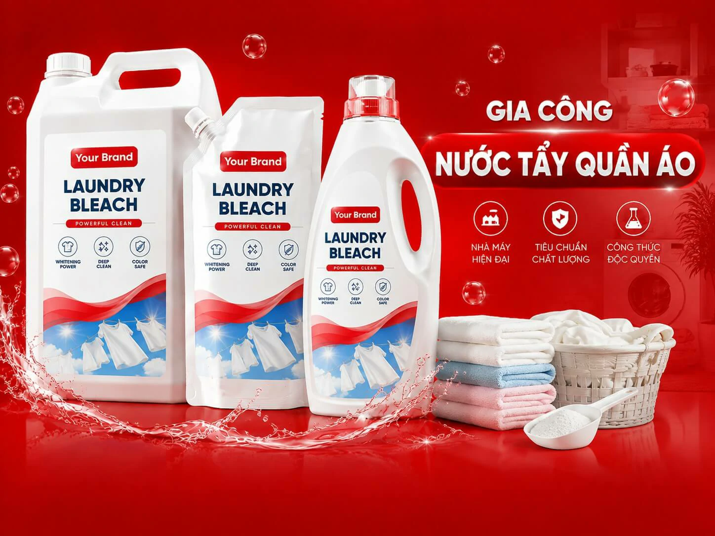công ty nhà máy xưởng sản xuất gia công nước tẩy quần áo Hà Thành