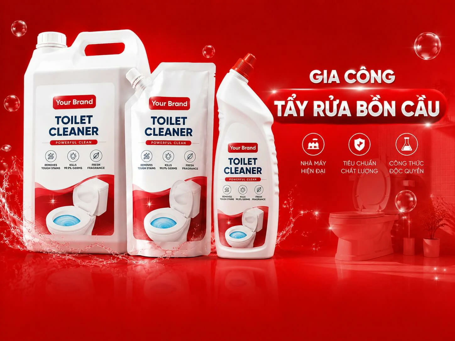 công ty nhà máy xưởng sản xuất gia công nước tẩy rửa bồn cầu Hà Thành