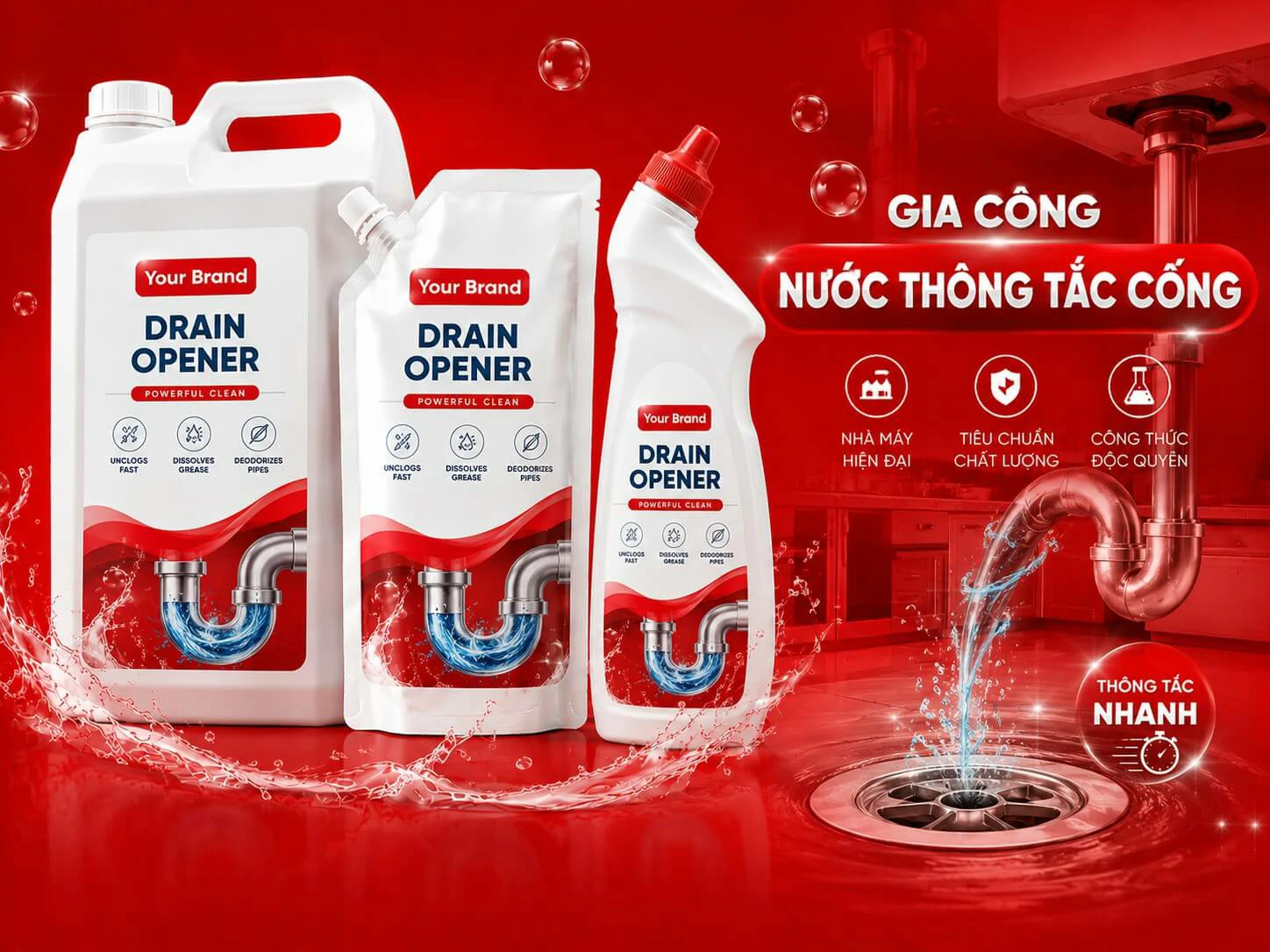 công ty nhà máy xưởng sản xuất gia công nước thông tắc cống Hà Thành