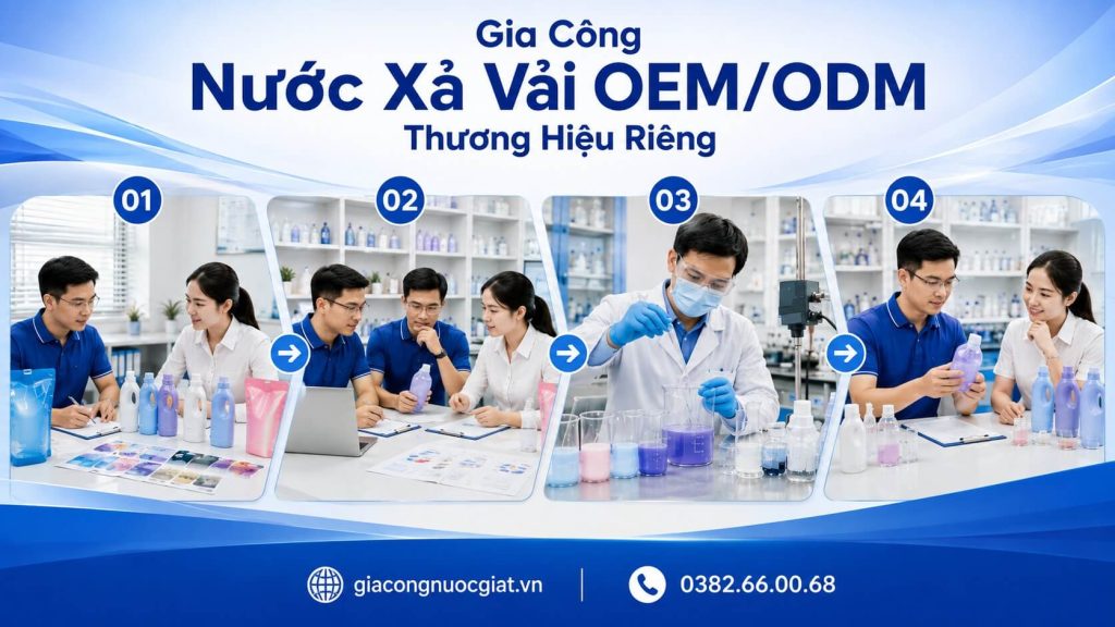 Sản xuất gia công nước xả vải OEM ODM tại nhà máy Hà Thành
