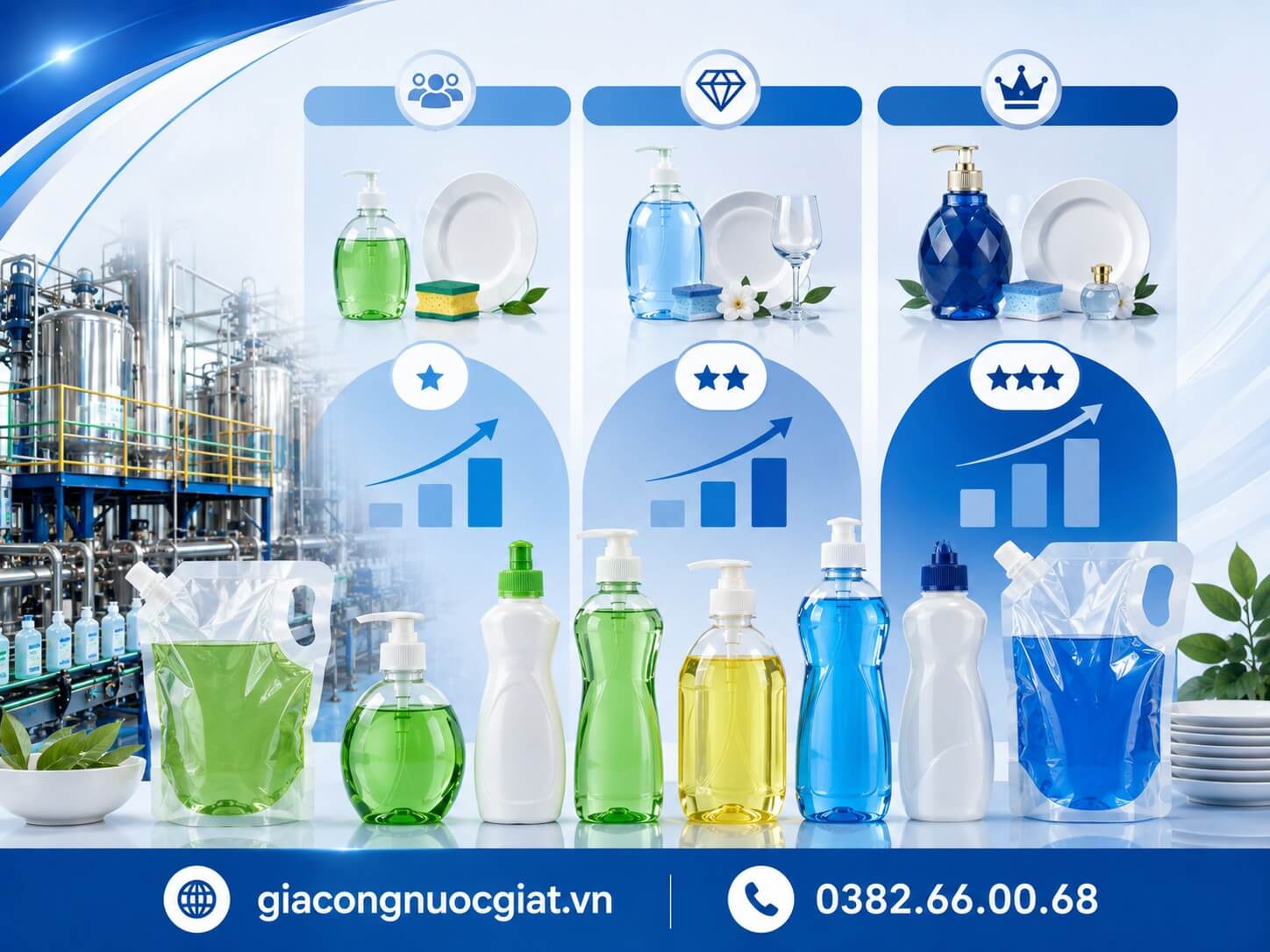 Gia công nước rửa chén theo phân khúc thị trường Hà Thành