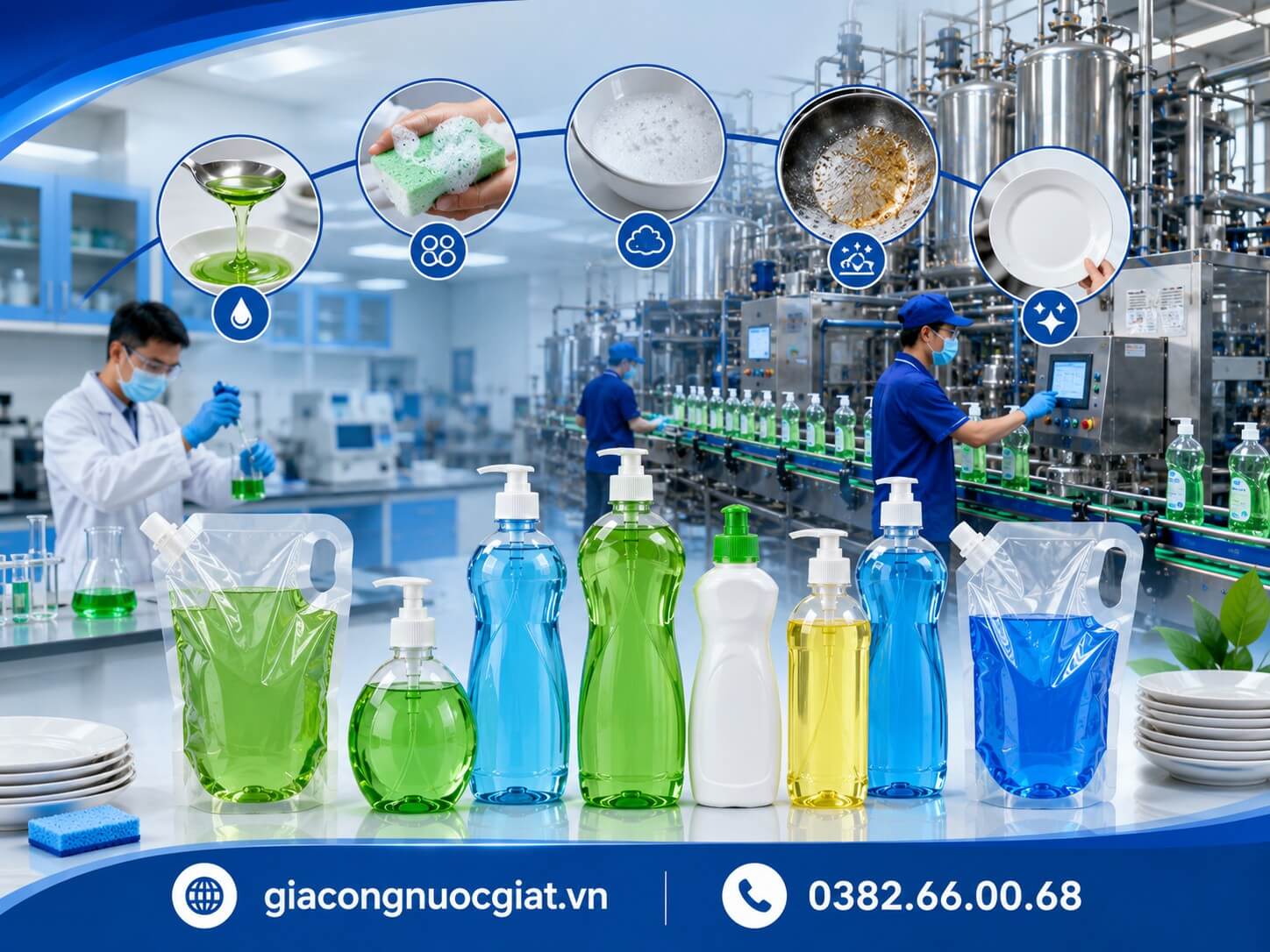 Gia công nước rửa chén theo trải nghiệm sử dụng Hà Thành