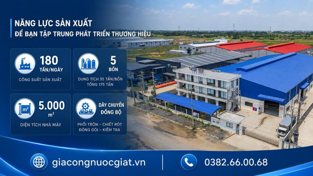 Năng lực gia công sản xuất nước giặt nhà máy Hà Thành