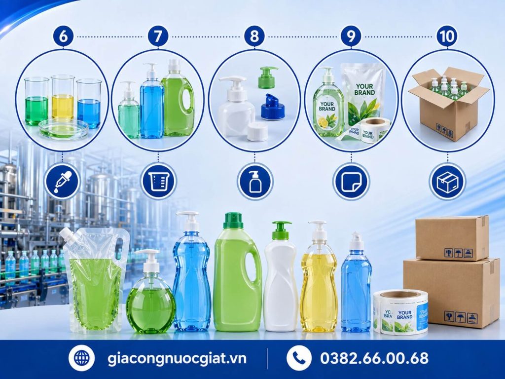 Quy trình sản xuất gia công nước rửa chén OEM ODM thương hiệu riêng tại Hà Thành